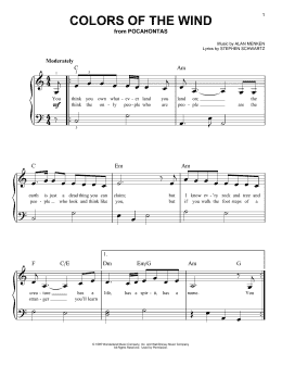 page one of Colors Of The Wind (from Pocahontas) (Very Easy Piano)