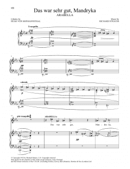 page one of Das War Sehr Gut, Mandryka (from Arabella) (Piano & Vocal)