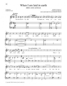 page one of When I am laid in earth (from Dido and Aeneas) (Piano & Vocal)