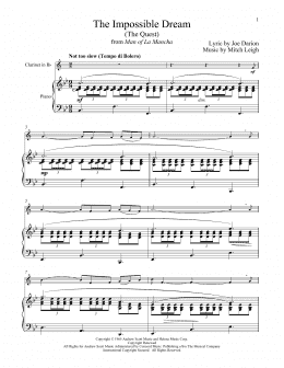 page one of The Impossible Dream (The Quest) (from Man Of La Mancha) (Clarinet and Piano)