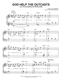 page one of God Help The Outcasts (from The Hunchback Of Notre Dame) (Very Easy Piano)
