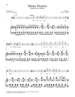 page one of Mister Premier (from Nixon In China) (Piano & Vocal)