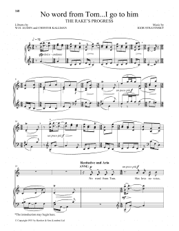 page one of No word from Tom...I go to him (from The Rake's Progress) (Piano & Vocal)