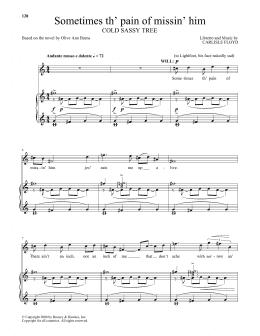 page one of Sometimes th' pain of missin' him (from Cold Sassy Tree) (Piano & Vocal)
