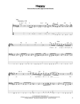 page one of Happy (Bass Guitar Tab)