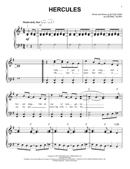 page one of Hercules (from Rocketman) (Easy Piano)