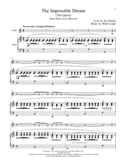 page one of The Impossible Dream (The Quest) (from Man Of La Mancha) (Violin and Piano)