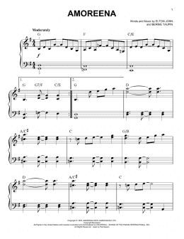 page one of Amoreena (from Rocketman) (Easy Piano)