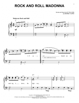 page one of Rock And Roll Madonna (from Rocketman) (Easy Piano)