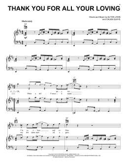 page one of Thank You For All Your Loving (from Rocketman) (Piano, Vocal & Guitar Chords (Right-Hand Melody))