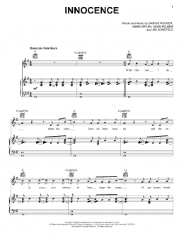 page one of Innocence (Piano, Vocal & Guitar Chords (Right-Hand Melody))