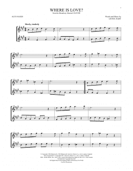 page one of Where Is Love? (from Oliver) (Alto Sax Duet)