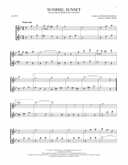 page one of Sunrise, Sunset (from Fiddler On The Roof) (Flute Duet)