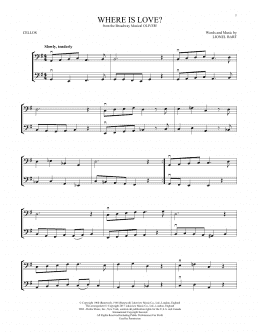 page one of Where Is Love? (from Oliver) (Cello Duet)