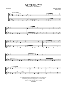 page one of Where Is Love? (from Oliver) (Trumpet Duet)