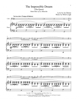 page one of The Impossible Dream (The Quest) (from Man Of La Mancha) (Cello and Piano)
