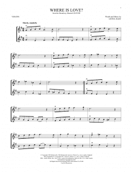page one of Where Is Love? (from Oliver) (Violin Duet)