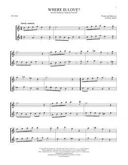 page one of Where Is Love? (from Oliver) (Flute Duet)