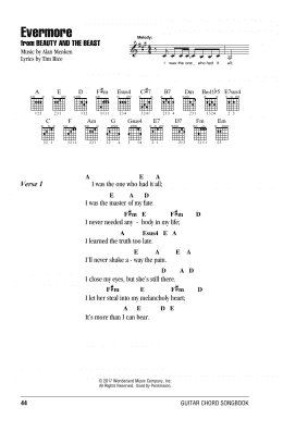 page one of Evermore (from Beauty and The Beast) (Guitar Chords/Lyrics)