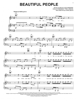 page one of Beautiful People (feat. Khalid) (Piano, Vocal & Guitar Chords (Right-Hand Melody))