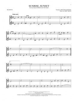 page one of Sunrise, Sunset (from Fiddler On The Roof) (Trumpet Duet)