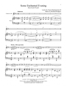 page one of Some Enchanted Evening (from South Pacific) (Clarinet and Piano)