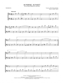 page one of Sunrise, Sunset (from Fiddler On The Roof) (Trombone Duet)