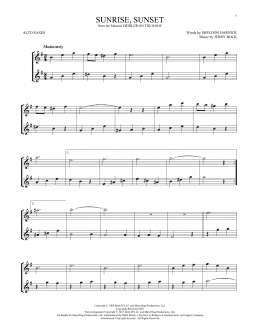 page one of Sunrise, Sunset (from Fiddler On The Roof) (Alto Sax Duet)