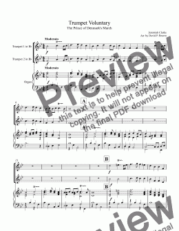 page one of Trumpet Voluntary for Two Trumpets and Organ