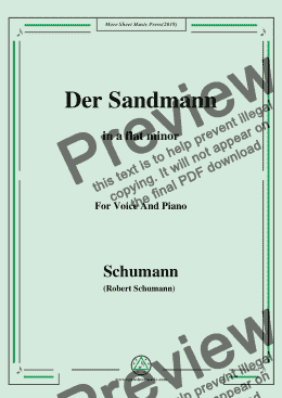 page one of Schumann-Der Sandmann,in a flat minor,Op.79,No.13,for Voice and Piano