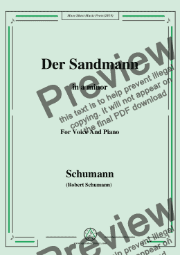 page one of Schumann-Der Sandmann,in a minor,Op.79,No.13,for Voice and Piano
