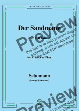 page one of Schumann-Der Sandmann,in b flat minor,Op.79,No.13,for Voice and Piano