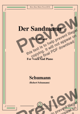 page one of Schumann-Der Sandmann,in f minor,Op.79,No.13,for Voice and Piano