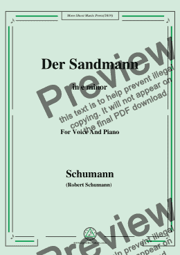 page one of Schumann-Der Sandmann,in e minor,Op.79,No.13,for Voice and Piano