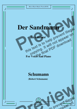 page one of Schumann-Der Sandmann,in e flat minor,Op.79,No.13,for Voice and Piano