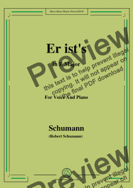 page one of Schumann-Er ist's,in E Major,Op.79,No.24,for Voice and Piano