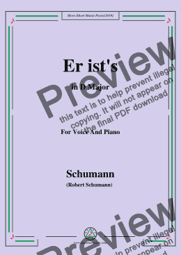 page one of Schumann-Er ist's,in D Major,Op.79,No.24,for Voice and Piano