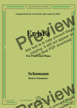 page one of Schumann-Er ist's,Op.79,No.24,for Flute and Piano