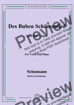 page one of Schumann-Des Buben Schützenlied,in A flat Major,for Voice and Piano