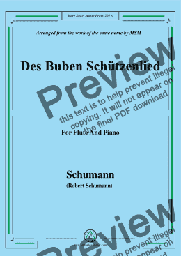 page one of Schumann-Des Buben Schützenlied,Op.79,No.26,for Flute and Piano