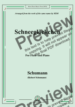 page one of Schumann-Schneeglöckchen,Op.79,No.27,for Flute and Piano