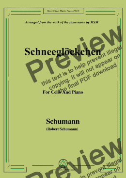 page one of Schumann-Schneeglöckchen,Op.79,No.27,for Cello and Piano