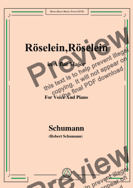 page one of Schumann-Röselein,Röselein,in A flat Major,for Voice and Piano