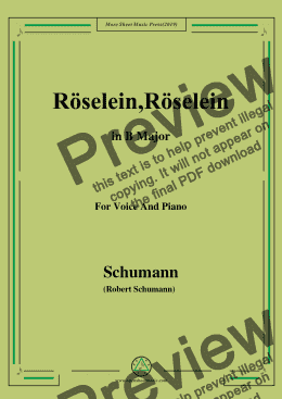 page one of Schumann-Röselein,Röselein,in B Major,for Voice and Piano