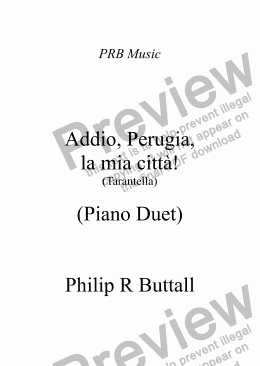 page one of Addio, Perugia, la mia città! (Piano Duet)