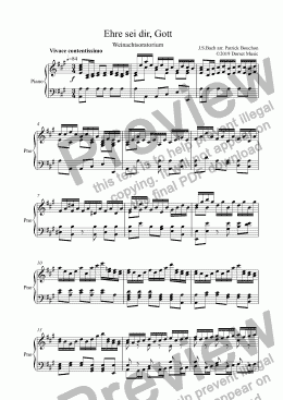 page one of Bach - Ehre sei dir, Gott for String Quartet and Piano 