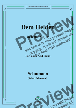 page one of Schumann-Dem Helden,in B flat Major,for Voice and Piano