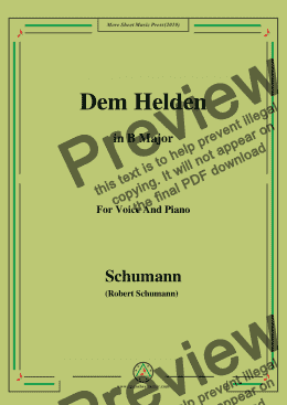 page one of Schumann-Dem Helden,in B Major,for Voice and Piano
