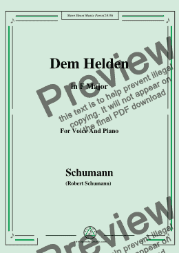 page one of Schumann-Dem Helden,in F Major,for Voice and Piano