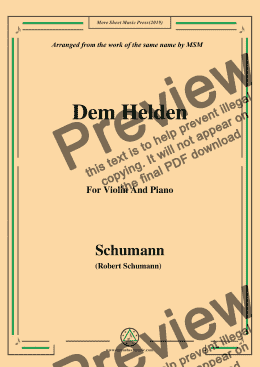 page one of Schumann-Dem Helden,for Violin and Piano